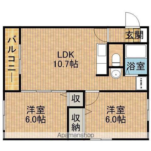 ウィンドフォール(2LDK/1階)の間取り写真