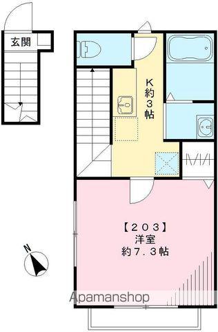 アーバンハイム・K(1K/2階)の間取り写真