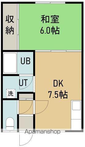 ピアパレス本通Ⅰ(1DK/2階)の間取り写真