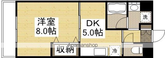 COCO学南町 東棟(1DK/1階)の間取り写真