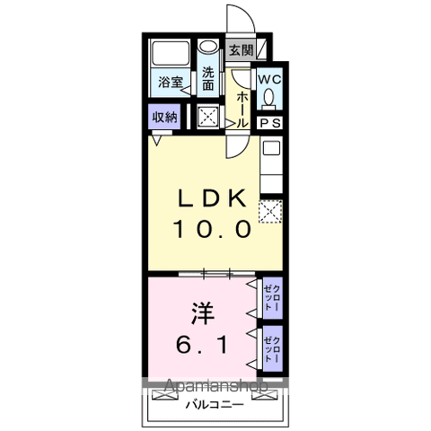 カーサ シエロ(1LDK/3階)の間取り写真