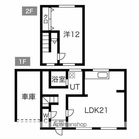 札幌市東西線 発寒南駅 バス乗車時間:9分 西野9条5丁目バス停で下車 徒歩4分 2階建 築56年(2LDK)の間取り写真