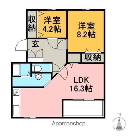 キャッスルエイト(2LDK/1階)の間取り写真
