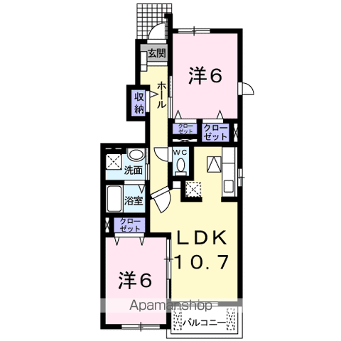 イルソーレ(2LDK/1階)の間取り写真