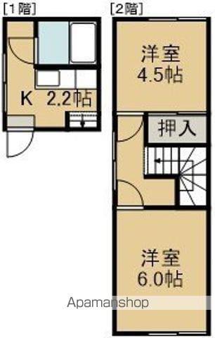 ハイツハマダ本通(2K/1階)の間取り写真