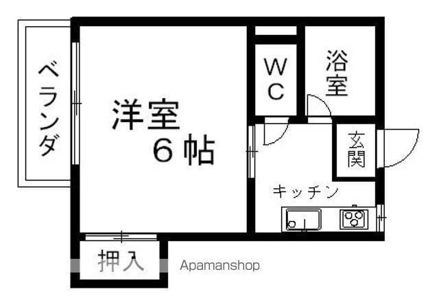 スカイハウス壺川(1K/2階)の間取り写真
