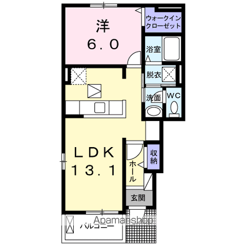 トパーズ(1LDK/1階)の間取り写真