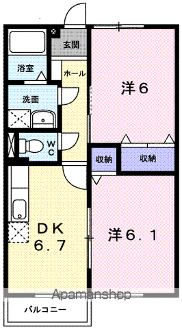 メゾン掛樋(2DK/1階)の間取り写真