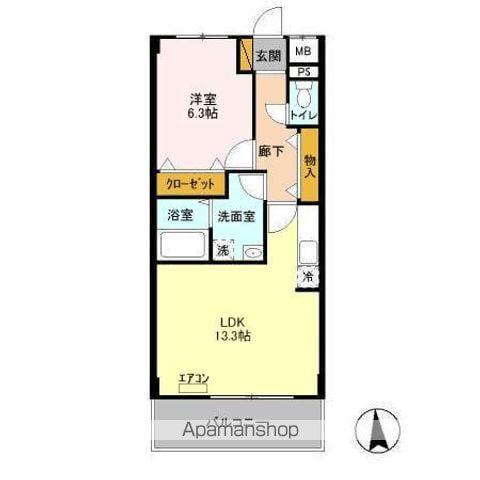 PARK SIDE RESIDENCE(1LDK/6階)の間取り写真