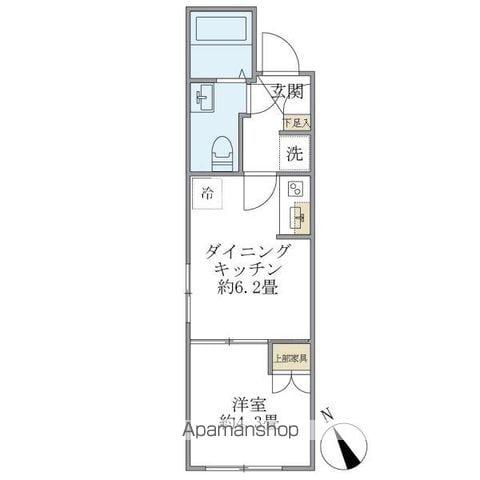 プラティーク清澄庭園(1DK/2階)の間取り写真