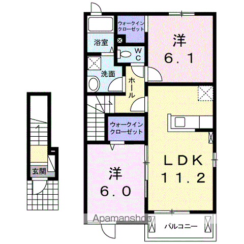 ララヴィコロSⅡ(2LDK/2階)の間取り写真