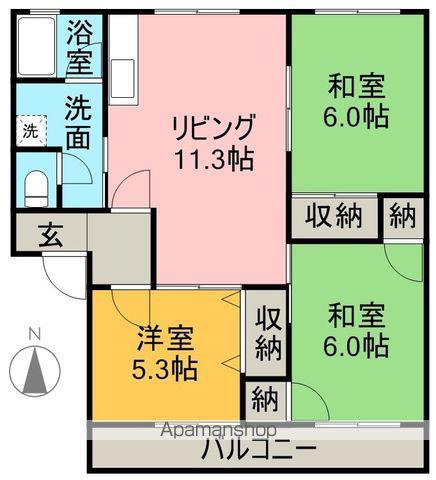 ヴィレッジ福田Ⅶ(3LDK/1階)の間取り写真