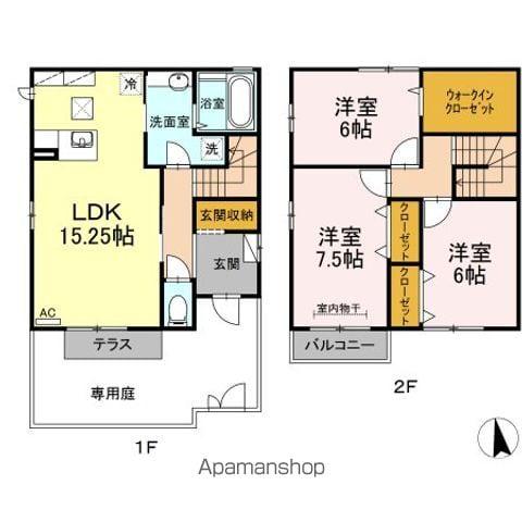 クウラージュ F棟(3LDK)の間取り写真