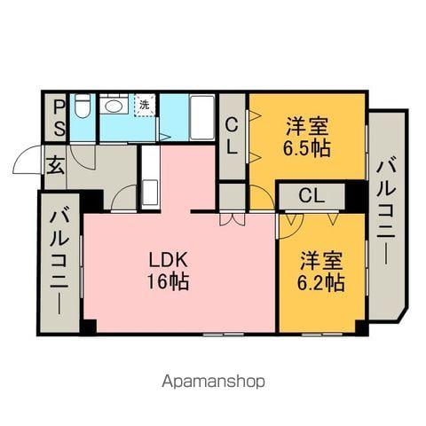 カトル・セゾン(2LDK/2階)の間取り写真