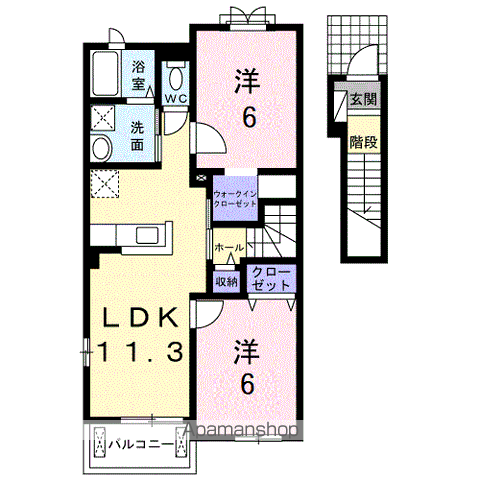 グランド プレミアム(2LDK/2階)の間取り写真