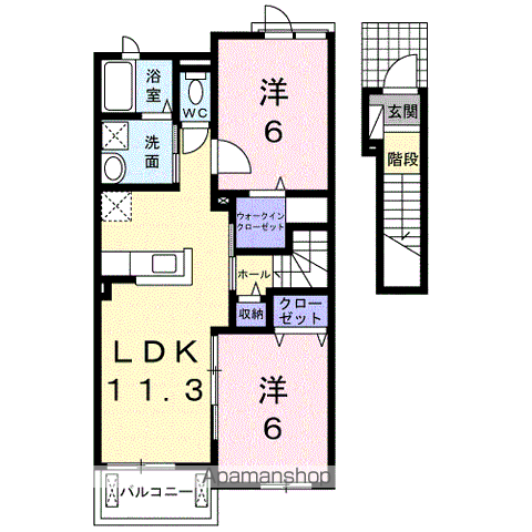 フェリーチェ・KⅡ(2LDK/2階)の間取り写真