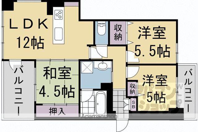 コンフォール西院淳和院(3LDK/2階)の間取り写真