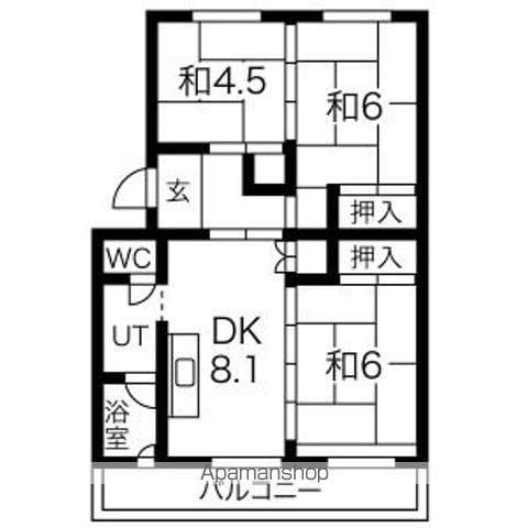 アルファスクエア山の手3号館(3DK/1階)の間取り写真