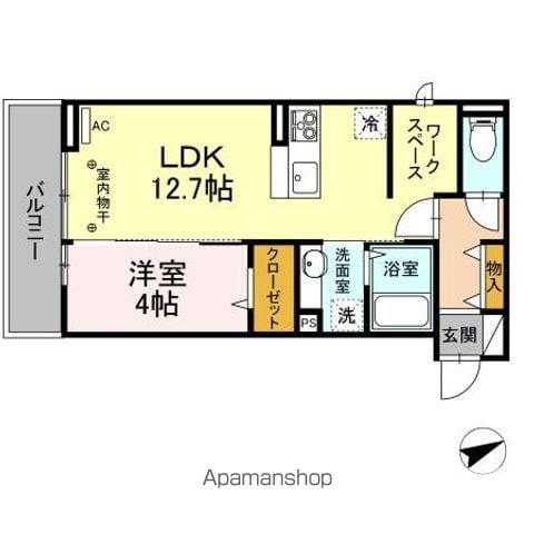 D-ROOM住吉 B(1LDK/3階)の間取り写真