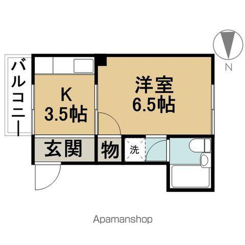 名鉄名古屋本線 二ツ杁駅 徒歩4分 2階建 築39年(1K/1階)の間取り写真