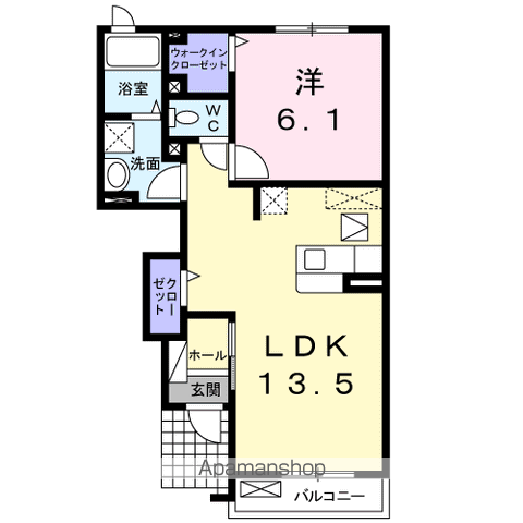 ジェルメSAKAIウエスト(1LDK/1階)の間取り写真