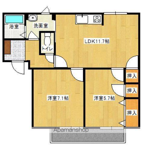 フレグランス渡村(2LDK/2階)の間取り写真
