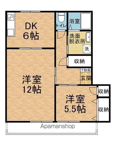 ムーングローリA(2DK/1階)の間取り写真