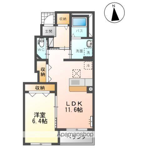 クレシアⅡ(1LDK/1階)の間取り写真