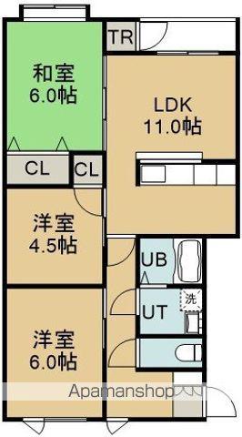 サンライズハイツ NO.1(3LDK/2階)の間取り写真