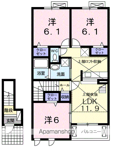 アヴァンツァート(3LDK/2階)の間取り写真