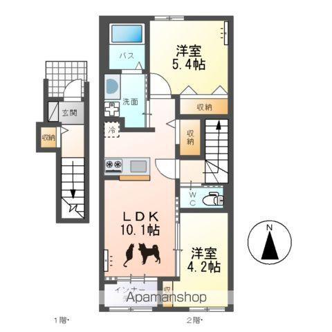 ひたちなか市勝倉アパートB棟(2LDK/2階)の間取り写真