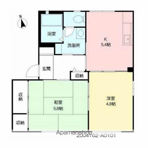 パルモ A棟(2K/1階)の間取り写真