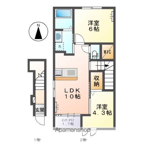 新居浜グランメゾン(2LDK/2階)の間取り写真