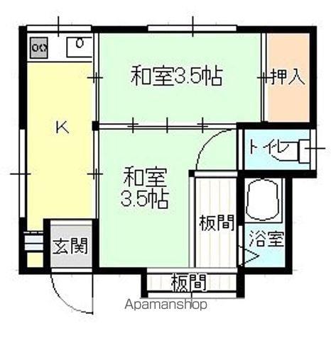 野間アパート(2K/1階)の間取り写真