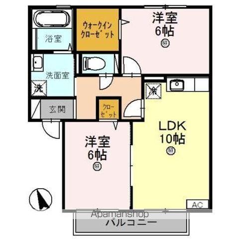 ルピナス明里橋B棟(2LDK/2階)の間取り写真