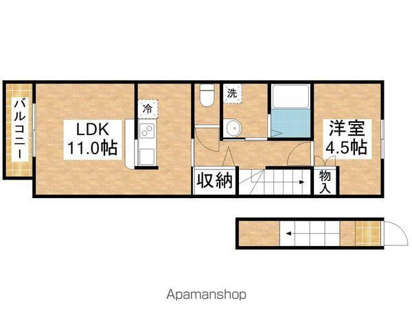 ハウス北原(1LDK/2階)の間取り写真