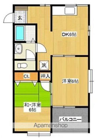 メゾン吉尾(2DK/2階)の間取り写真