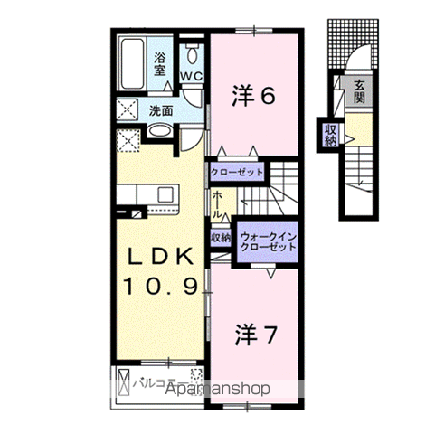 ジャルダン A(2LDK/2階)の間取り写真