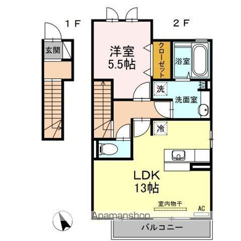 サンローズコートⅢ(1LDK/2階)の間取り写真