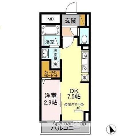 セントオハナ立川(1DK/4階)の間取り写真