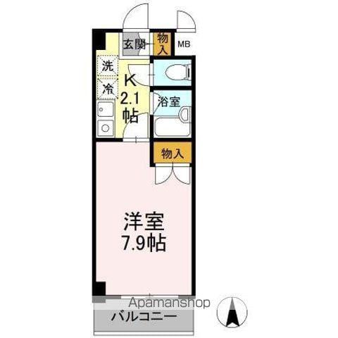ヴァンテアン清水(1K/2階)の間取り写真