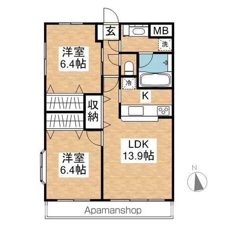 ヴィラージュ(2LDK/3階)の間取り写真