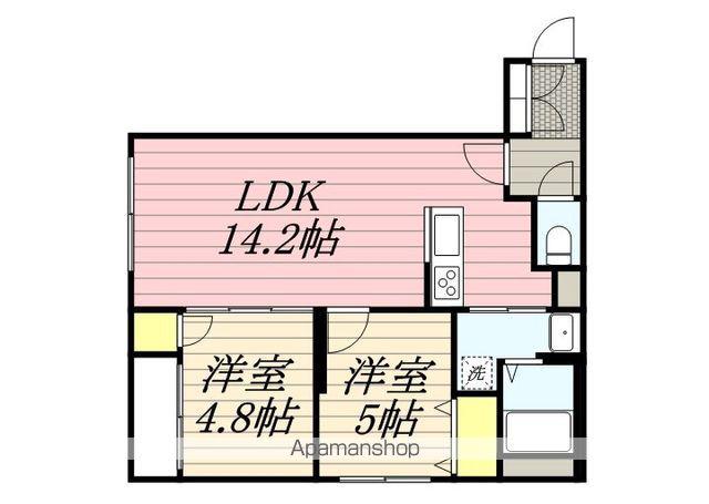 アルファ山の手南(2LDK/3階)の間取り写真
