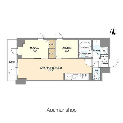 ドゥーエ南砂町Ⅱ(2LDK/9階)の間取り写真