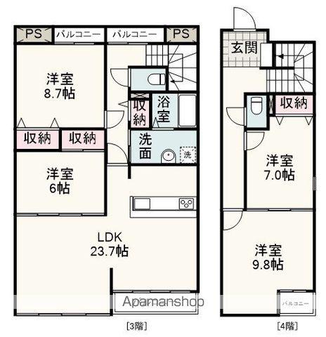 ガーデンハウス雅 A棟(4LDK/3階)の間取り写真
