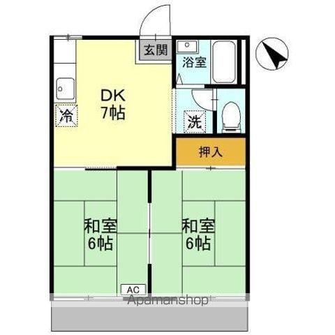 コーポBELL8(2DK/2階)の間取り写真