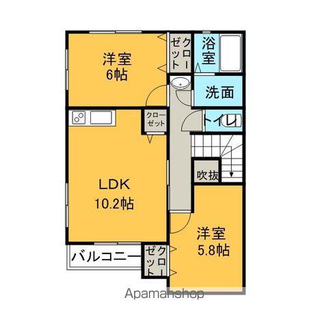 ドリームハウス(2LDK/2階)の間取り写真