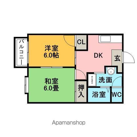 リベルテ白石 A棟(2DK/1階)の間取り写真