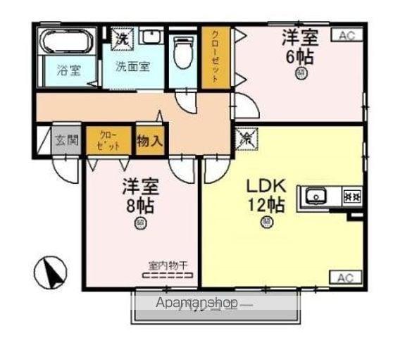 リビングタウン水口D棟(2LDK/2階)の間取り写真