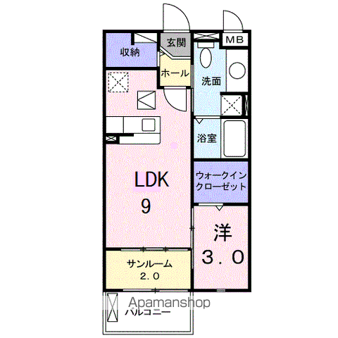 フローラミルト(1LDK/1階)の間取り写真